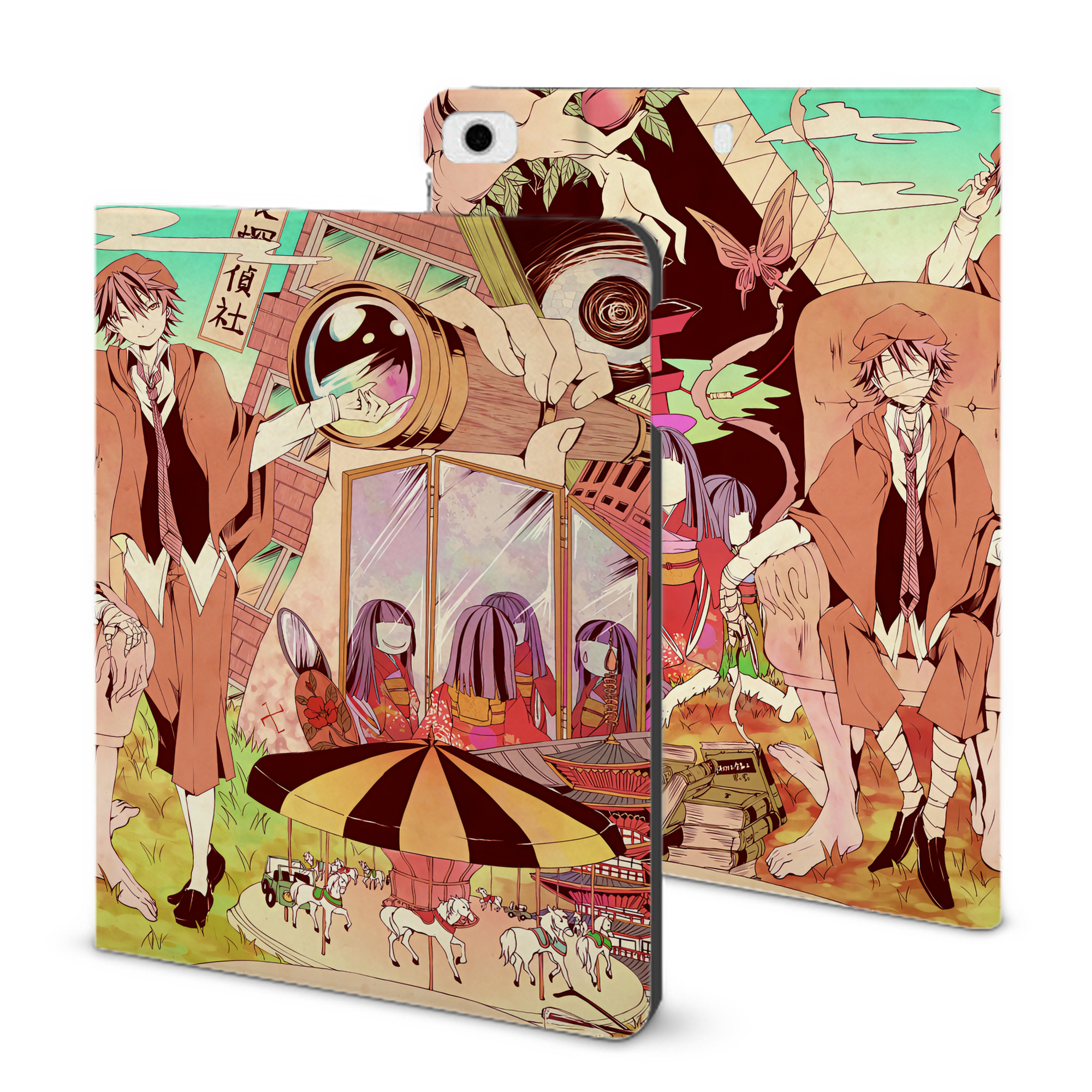 （画像用） 文豪ストレイドッグス Bungo Stray Dogs IPad ケース ブック型 PUレザー TPU 耐衝撃 軽量 薄型 ペン収納なし 全面保護 IPad 各モデル対応